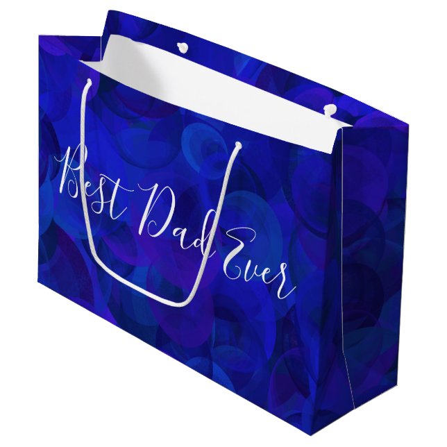 Grand Sac Cadeau Meilleur papa jamais Royal Blue Fête des pères uni (Devant Angle)