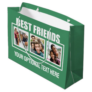 Grand Sac Cadeau Meilleurs amis photos personnalisées, texte et cou
