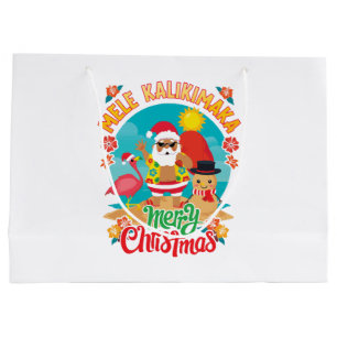 Grand Sac Cadeau Mele Kalikimaka pour un Noël hawaïen brillant