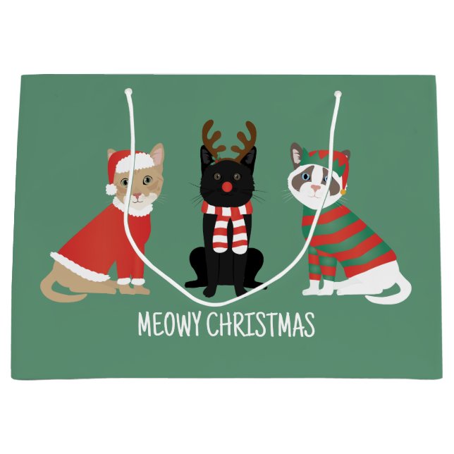 Grand Sac Cadeau Meowy Christmas Cats (Devant)
