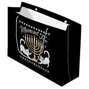 Grand Sac Cadeau Meowzel Tov Drôle de Chanukah Hanukkah Sweatshirt 