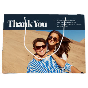 Grand Sac Cadeau Merci de Mariage photo moderne et simple