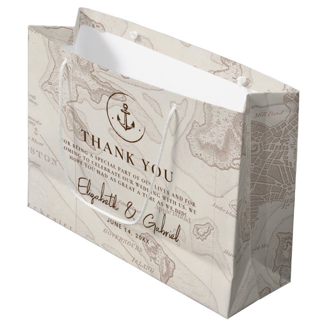 Grand Sac Cadeau Merci Mariage Boho Travel Cruise (Devant Angle)