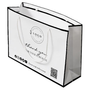Grand Sac Cadeau Merci noir et blanc chic pour votre achat