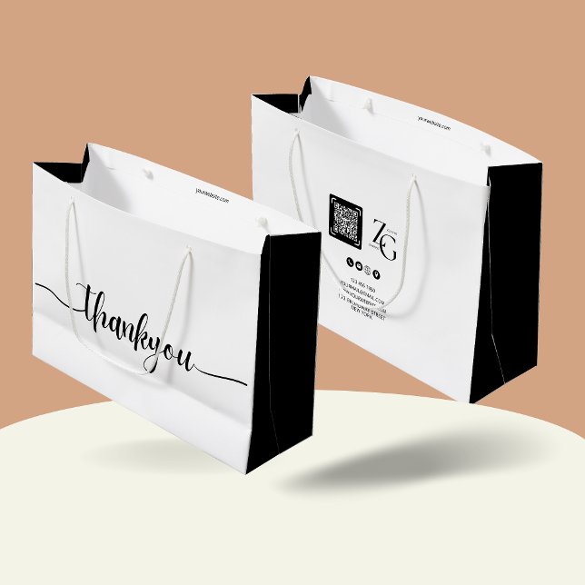 Grand Sac Cadeau Merci Personnalisé Avec Logo Personnalisé Business (Créateur téléchargé)
