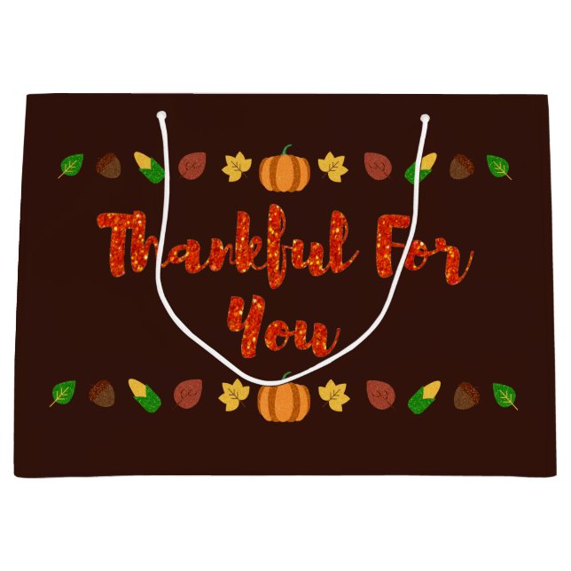 Grand Sac Cadeau Merci Pour Vous, Thanksgiving (Devant)