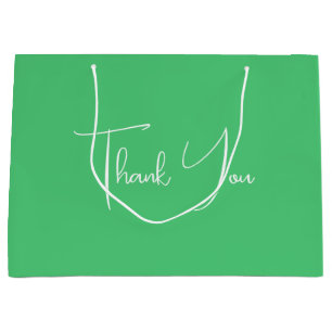 Grand Sac Cadeau Merci vert émeraude minimaliste