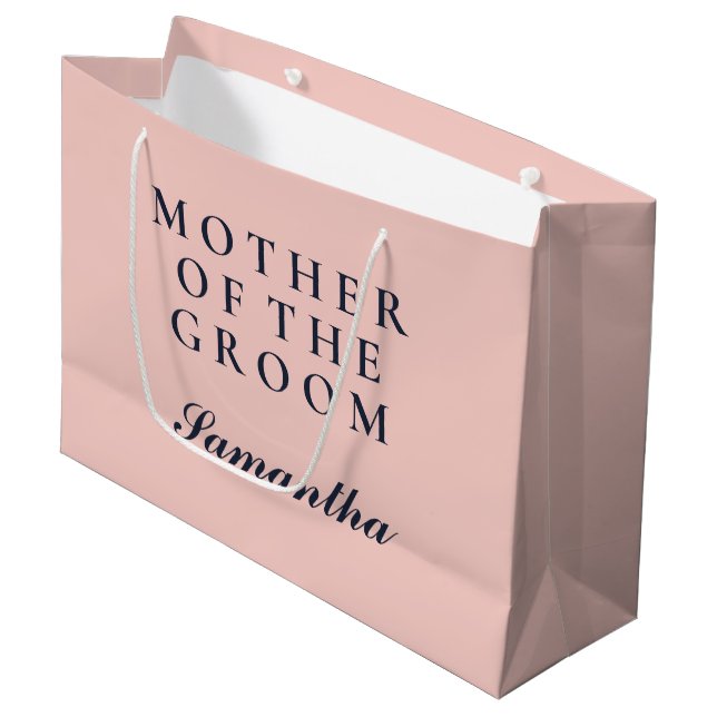 GRAND SAC CADEAU MÈRE SIMPLE DU GROOM OXFORD BLEU ET ROSE (Devant Angle)