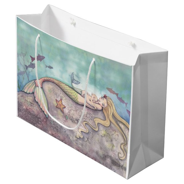 Grand Sac Cadeau Mermaid Lullaby Mère et bébé Imaginaire Mermaid (Devant Angle)