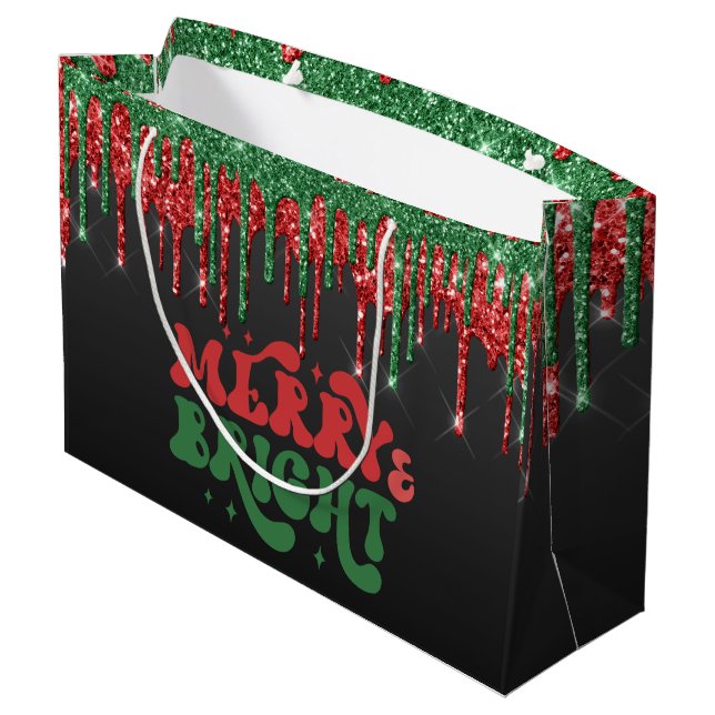 GRAND SAC CADEAU MERRY & BRILLANT SCRIPT DE NOËL MONOGRAMME PERSONN (Dos Angle)