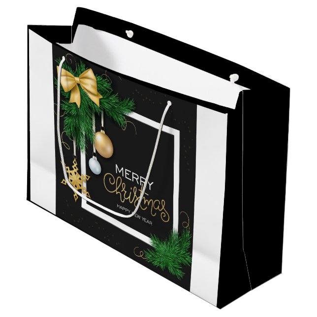 Grand Sac Cadeau Merry Christmas Frame  Large Gift Bag (Devant Angle)