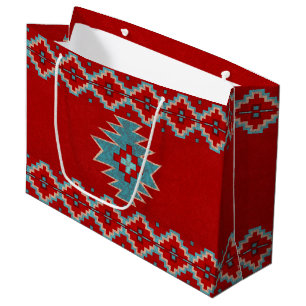 Grand Sac Cadeau Mésas Sud-Ouest Rouge & Turquoise