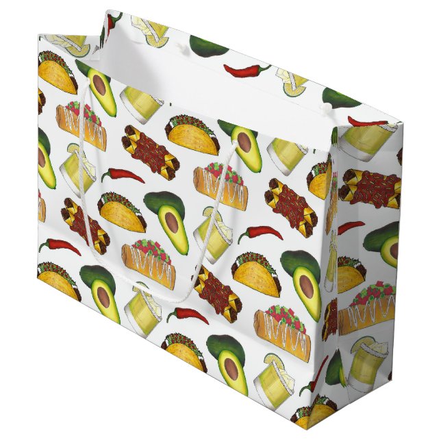 Grand Sac Cadeau Mexique Tex Mex Nourriture Taco Enchilada Chimicha (Devant Angle)