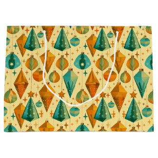 Grand Sac Cadeau Mi-siècle moderne rétro Noël ornement atomique