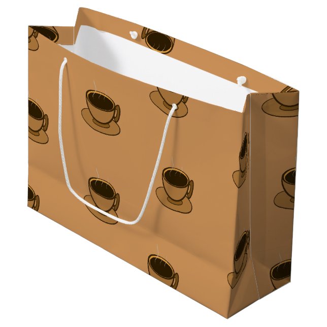 Grand Sac Cadeau Mid Century Moderne Brown Cosy Coffee Cup (Devant Angle)