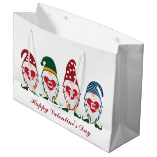 Grand Sac Cadeau mignon amour gnome de Saint Valentin ajouter du te