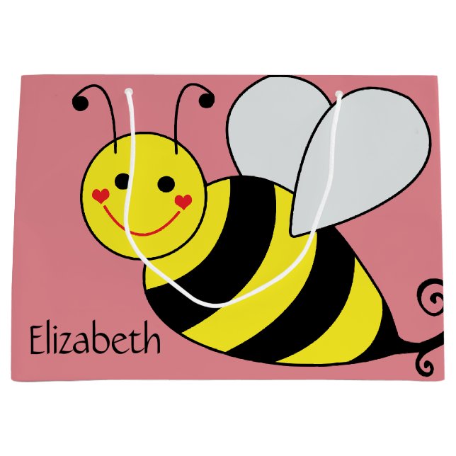 Grand Sac Cadeau Mignon gaffez l'abeille personnalisée (Devant)