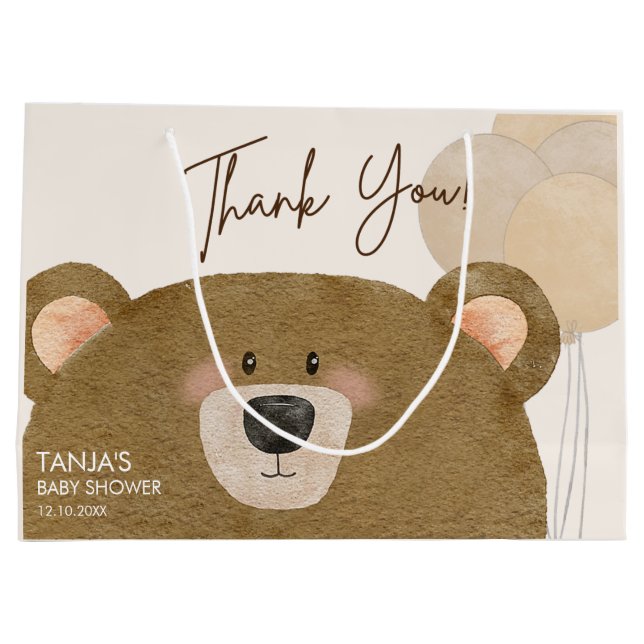 Grand Sac Cadeau Mignonne Ours Nous Pouvons Attendre Baby shower Se (Dos)