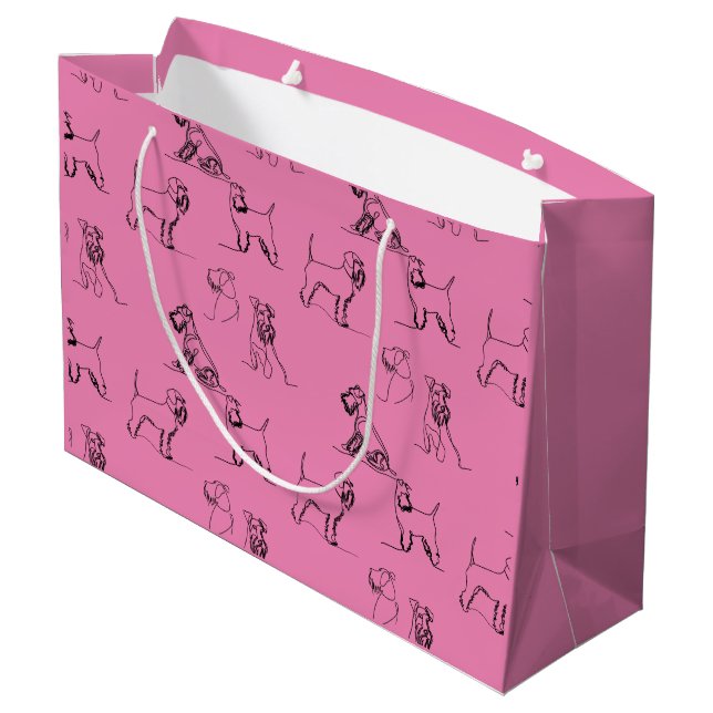 Grand Sac Cadeau Miniature Schnauzer Rose (Dos Angle)