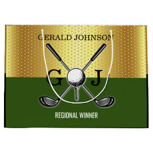 Grand Sac Cadeau Minimaliste Personnalisé Élégant Golf Monogramme G