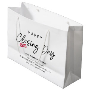 Grand Sac Cadeau Minimaliste Vente de la maison conclue avec bonheu