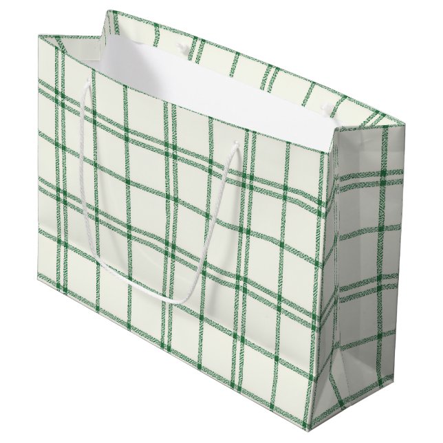 Grand Sac Cadeau Mint Plaid (Devant Angle)