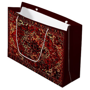 Grand Sac Cadeau Modèle de tapis oriental en rouge foncé