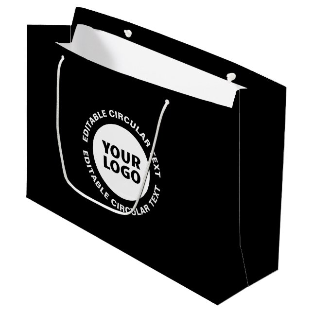Grand Sac Cadeau Modèle de texte circulaire modifiable & votre logo (Devant Angle)