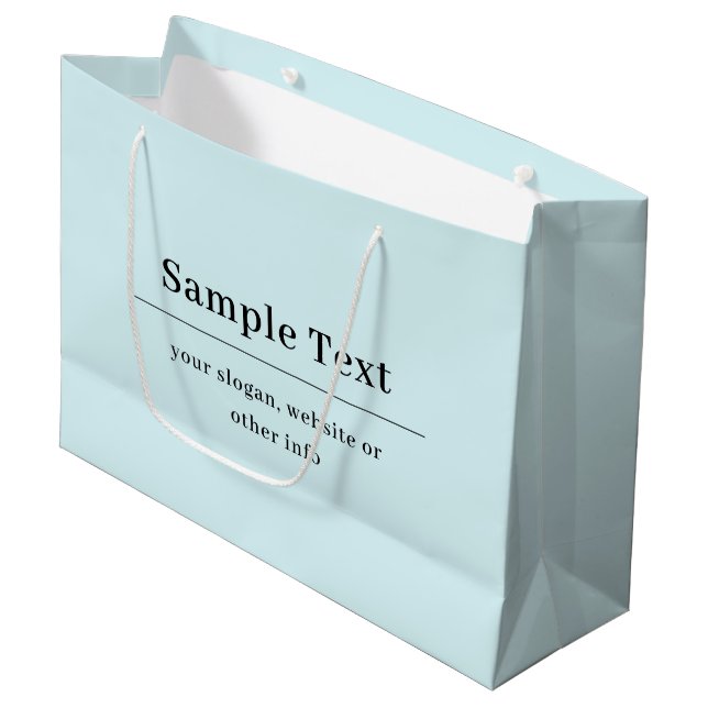 Grand Sac Cadeau Modèle de texte simple et élégant | Bleu clair (Devant Angle)