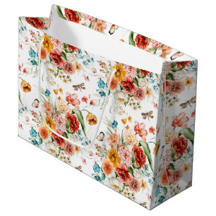 Grand Sac Cadeau Modèle floral du jardin