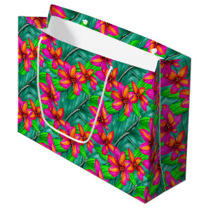 Grand Sac Cadeau Modèle floral Paradis tropical