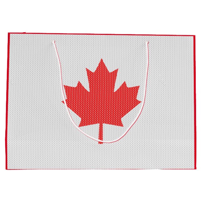 Grand Sac Cadeau Modèle Knit Maple Leaf Tricot Motif (Dos)