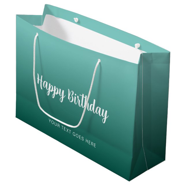 Grand Sac Cadeau Modèle personnalisable manuscrit Joyeux anniversai (Devant Angle)
