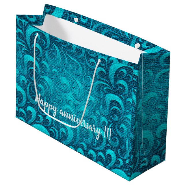Grand Sac Cadeau Moderne Aqua Blue tendance (Devant Angle)