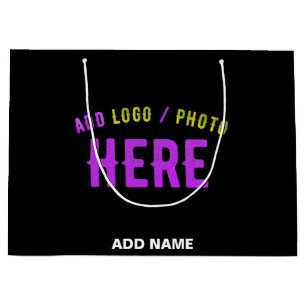 GRAND SAC CADEAU MODERNE ET MODERNE PERSONNALISABLE NOIR VÉRIFIÉ