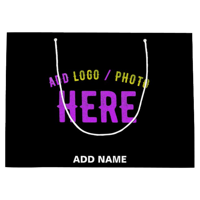 GRAND SAC CADEAU MODERNE ET MODERNE PERSONNALISABLE NOIR VÉRIFIÉ (Devant)