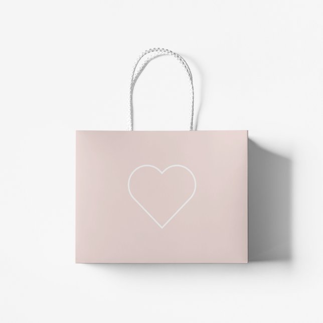Grand Sac Cadeau Moderne Pastel Rose & Coeur Minimaliste Beau Cadea (Créateur téléchargé)