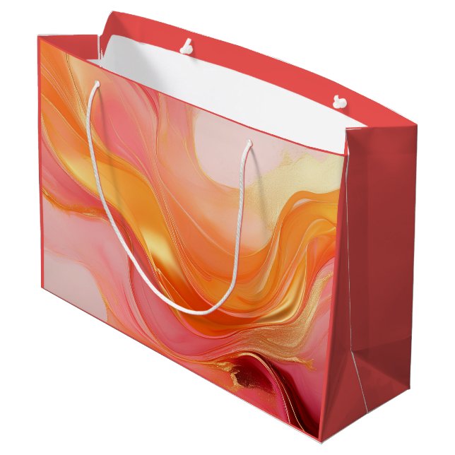 Grand Sac Cadeau Moderne Sunrise Orange, rose et or (Dos Angle)