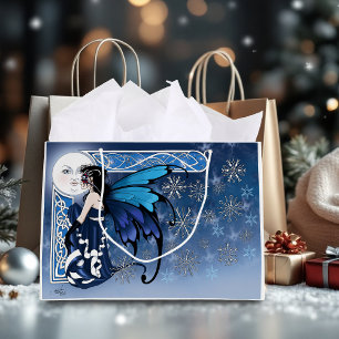 Grand Sac Cadeau Mois d'hiver Fairy Blue