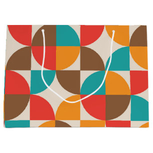 Grand Sac Cadeau Moitié-cercles colorés du milieu du siècle Motif