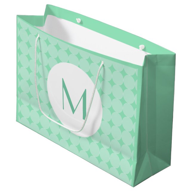 Grand Sac Cadeau Monnaie tendance vert couleur Monogramme élégant m (Devant Angle)