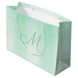 Grand Sac Cadeau Monnaie verte tendance Monogramme Modèle moderne