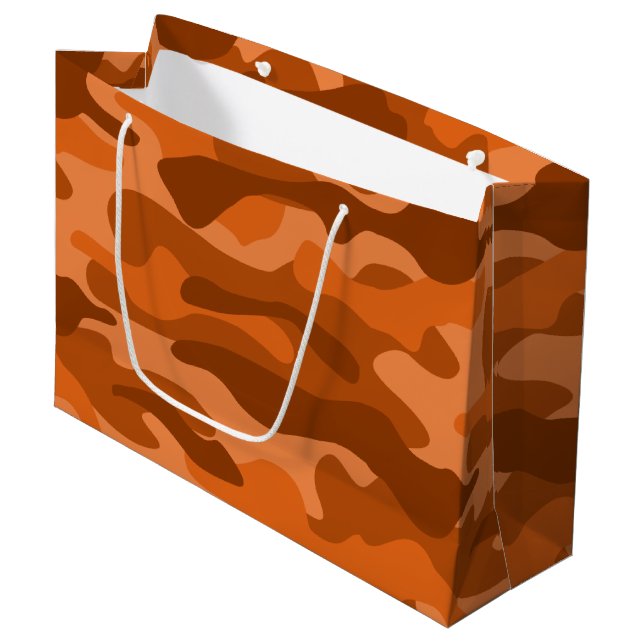 Grand Sac Cadeau Monocolore espagnol Orange Camo (Devant Angle)