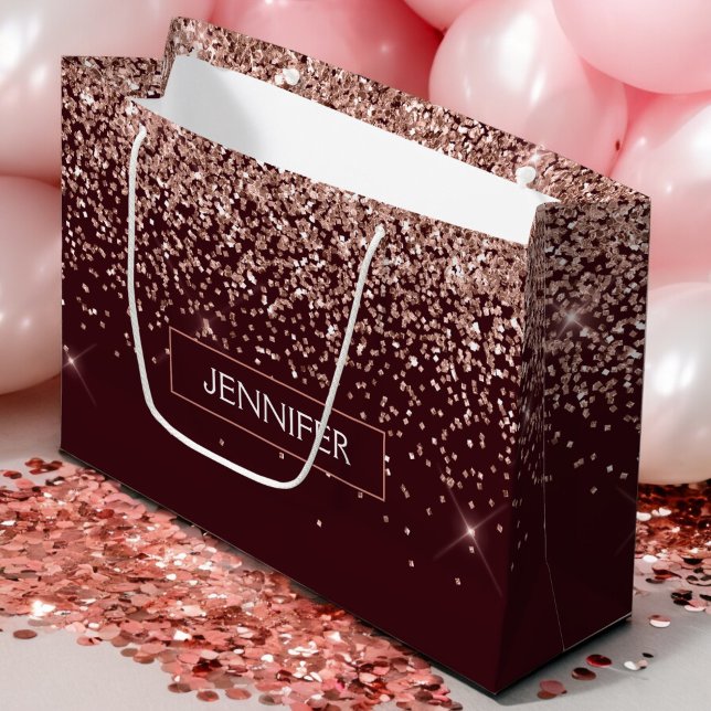 Grand Sac Cadeau Monogramme Bourgogne Rose rose rose rose Parties s (Créateur téléchargé)