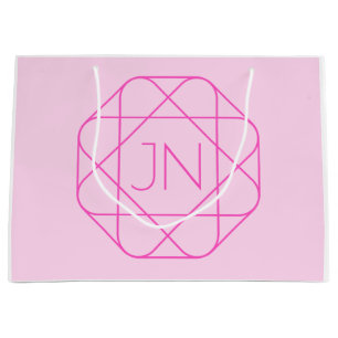 Grand Sac Cadeau Monogramme Cool, Style de Logo Hip Rose & Magent