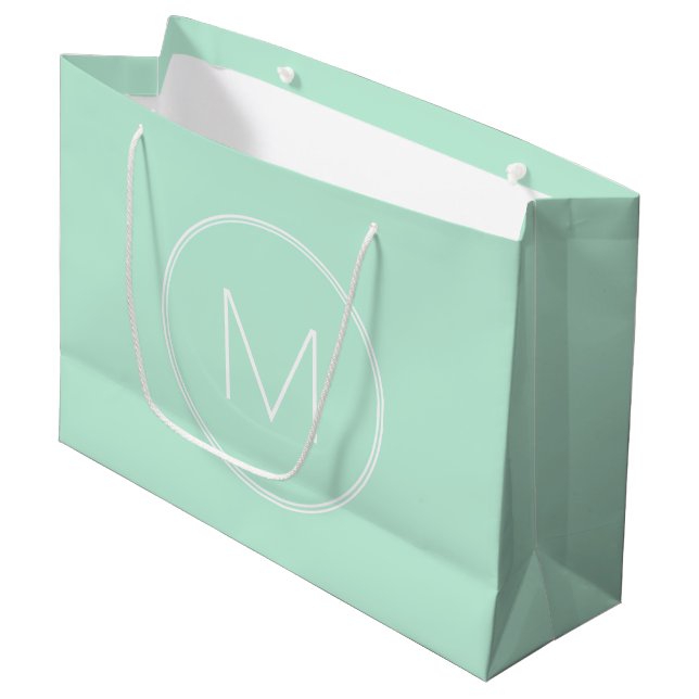 Grand Sac Cadeau Monogramme couleur verte tendance (Devant Angle)