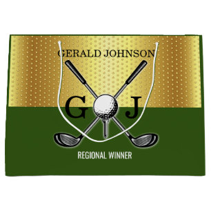 Grand Sac Cadeau Monogramme de golf élégant personnalisé minimalist