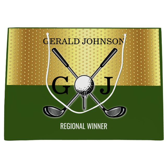 Grand Sac Cadeau Monogramme de golf élégant personnalisé minimalist (Devant)