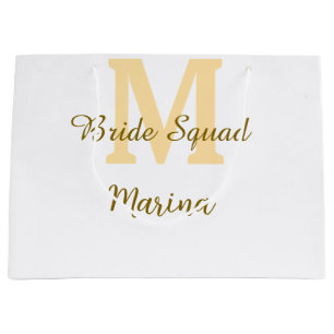 Grand Sac Cadeau Monogramme de l'équipe de la mariée simple shower