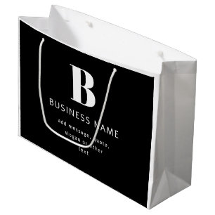 Grand Sac Cadeau Monogramme de nom et message moderne éditable No